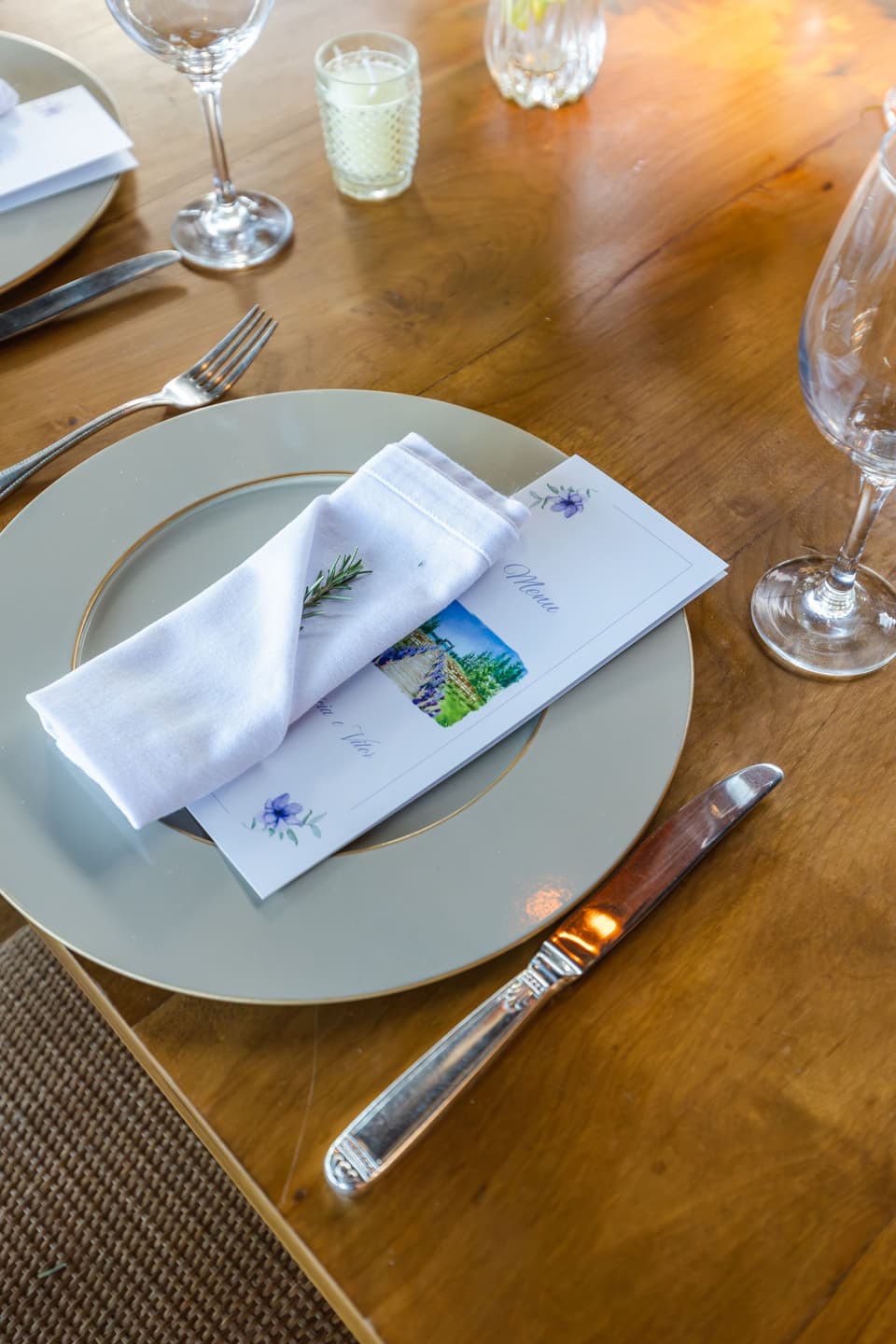 A place setting in the grain store