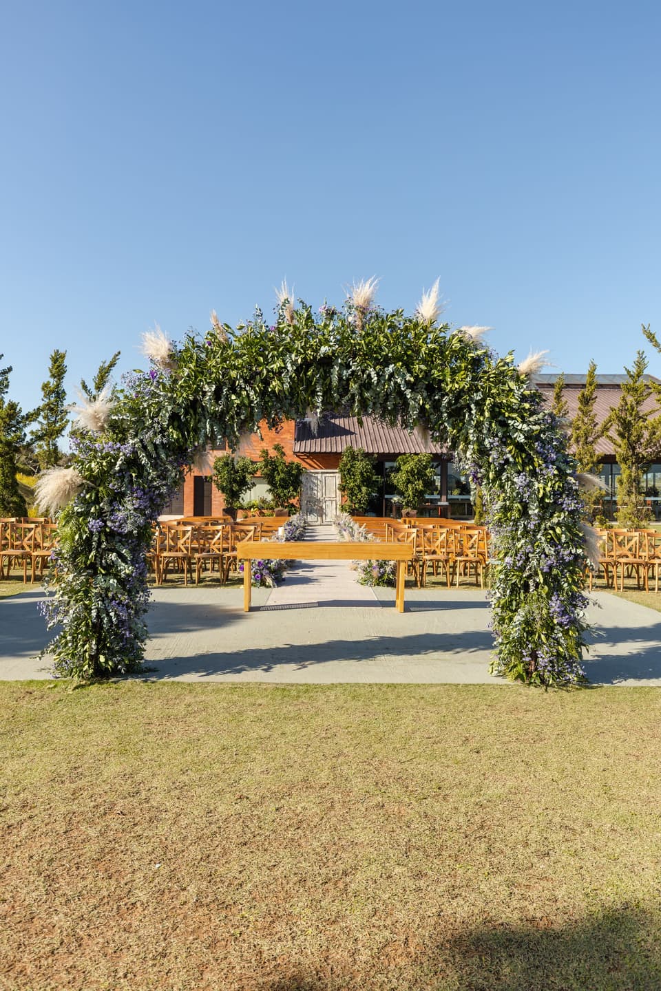 The ceremony arch on the field